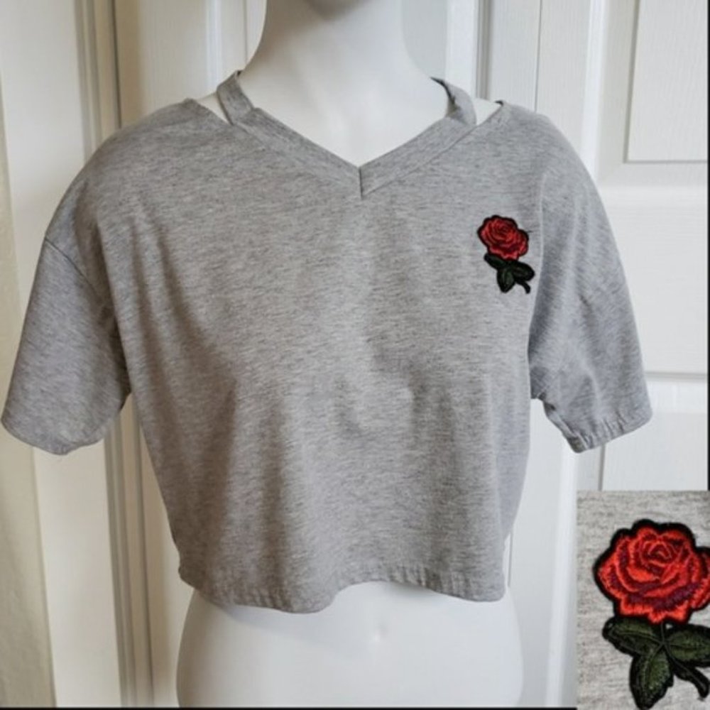 Rose Embroidered Crop Top